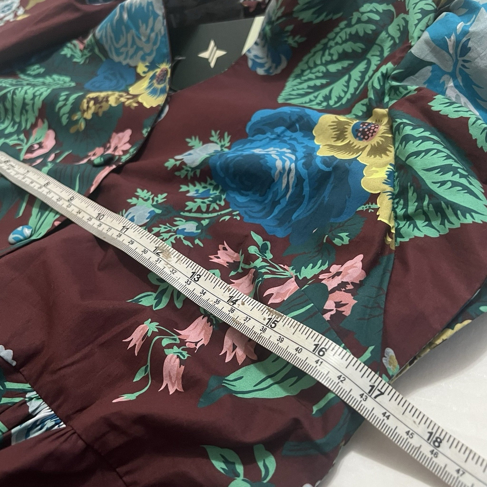 Tuckernuck Oxblood Verdant Alice Dress XS Floral Ruffles Merlot Preppy Classic - Picture 9 of 10